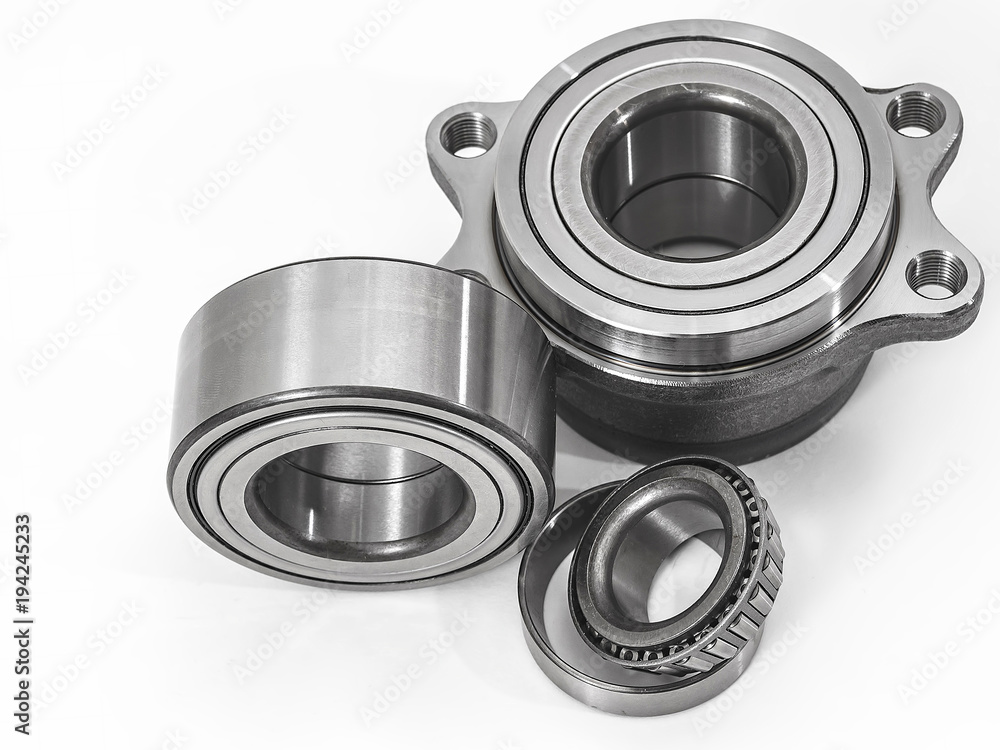Auto Parts. Spare parts for the repair of cars. Bearings on a white background.