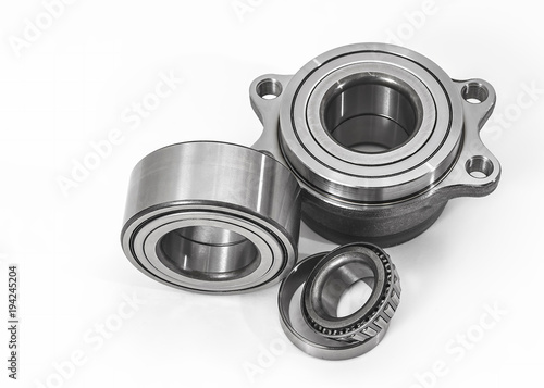 Auto Parts. Spare parts for the repair of cars. Bearings on a white background.