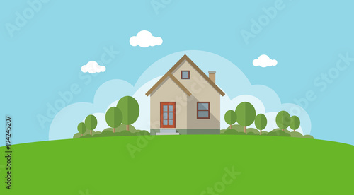 Vector Illustration of a House and Garden