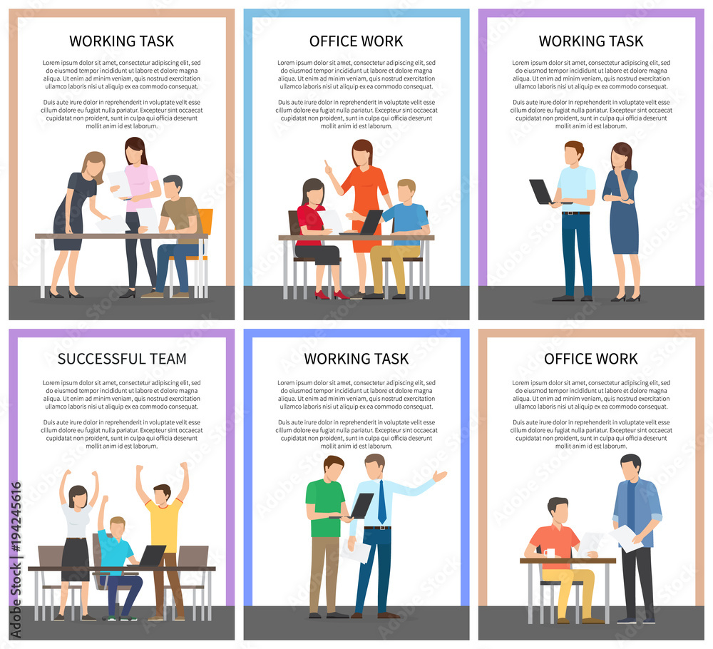 Working Task Successful Team Vector Illustration