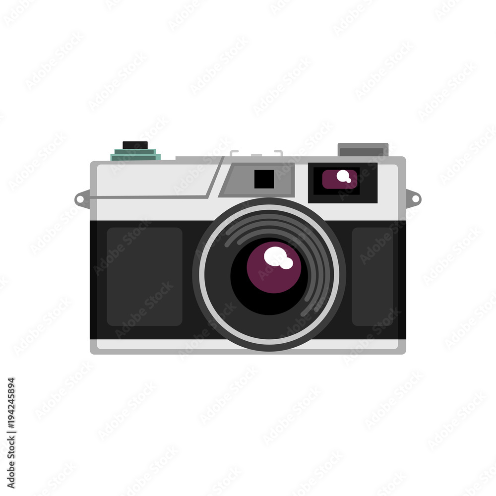 Old rangefinder camera vector Illustration on a white background