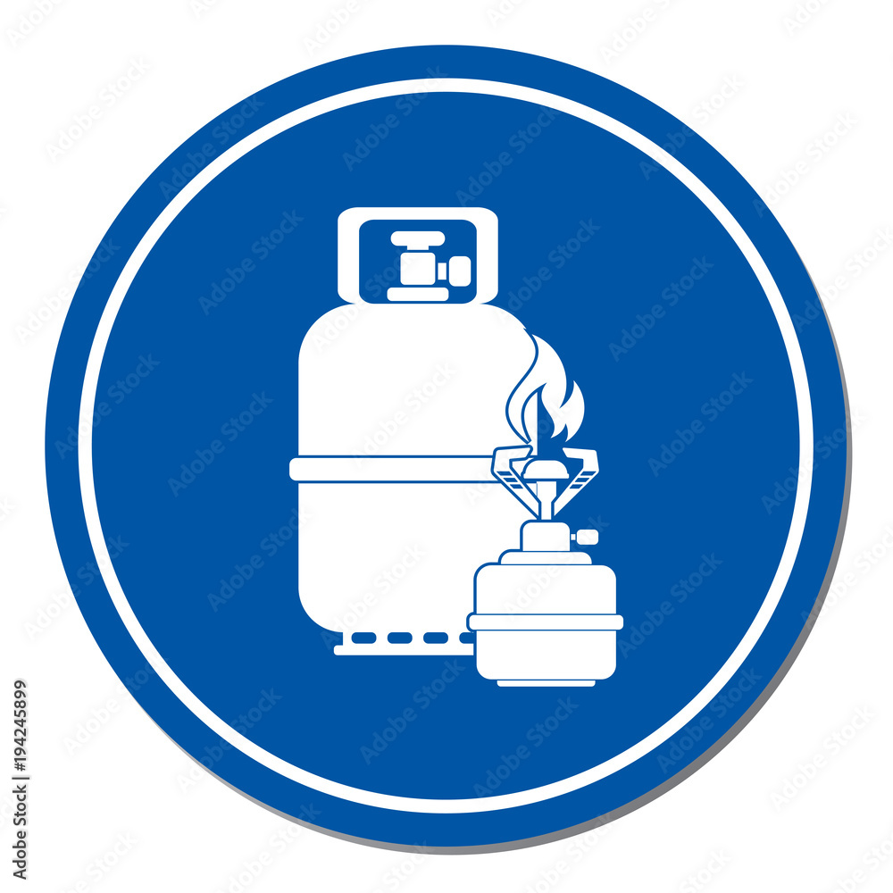 Camping stove with gas bottle icon vector Camping stove with gas bottle icon vector