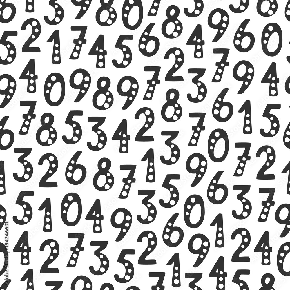 Vector seamless pattern with numbers in random order Vector seamless pattern with numbers in random order