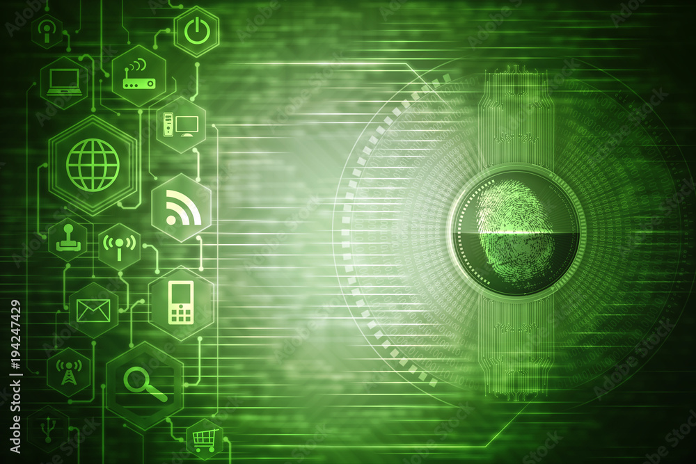 Fingerprint Scanning Technology Concept 2d Illustration Fingerprint Scanning Technology Concept 2d Illustration