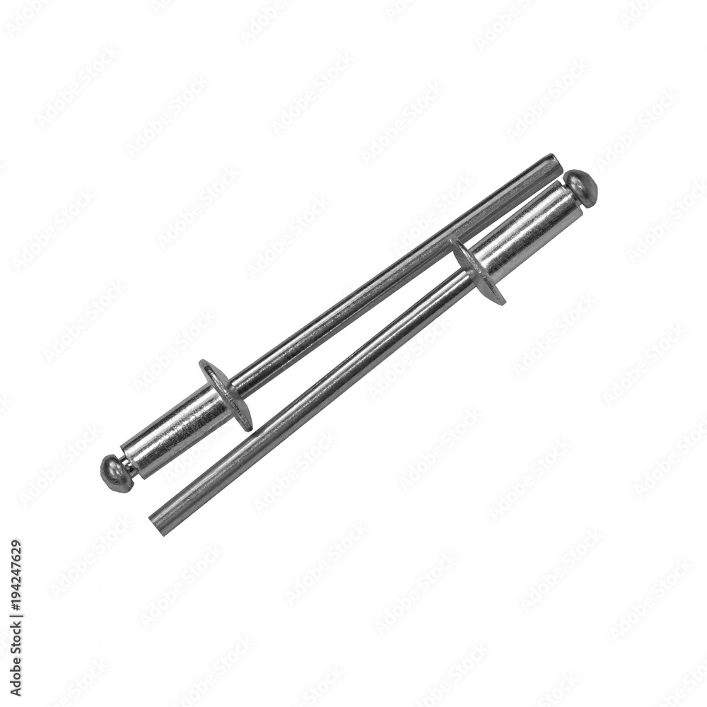 two rivets. silver color. isolated two rivets. silver color. isolated