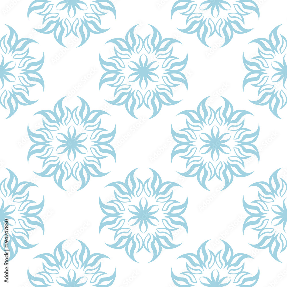 Blue flowers on white background. Ornamental seamless pattern Blue flowers on white background. Ornamental seamless pattern