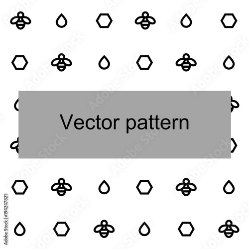 Graphic black and white bee honey pattern
