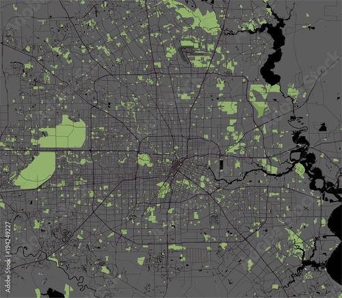 vector map of the city of Houston, U.S. state of Texas, USA