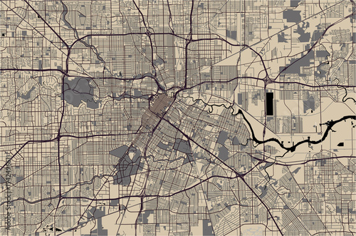 vector map of the city of Houston, U.S. state of Texas, USA