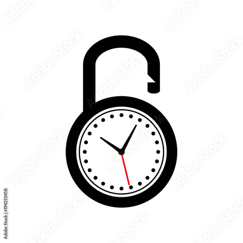 Logotipo abstracto candado con reloj en color negro
