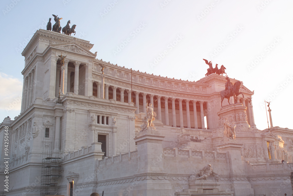 Rome, Italy. Famous Vittoriano with gigantic equestrian statue.