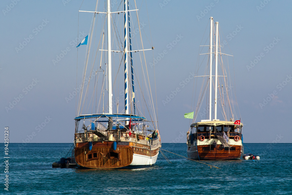 imitation of ancient ships standing in the harbor imitation of ancient ships standing in the harbor