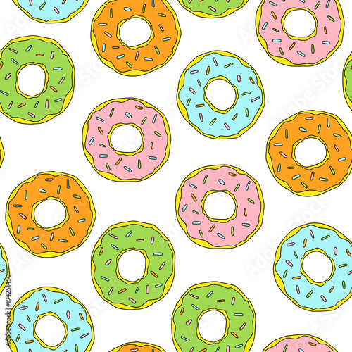 Vector glazed donuts pattern. Illustration dessert. For design, print or background