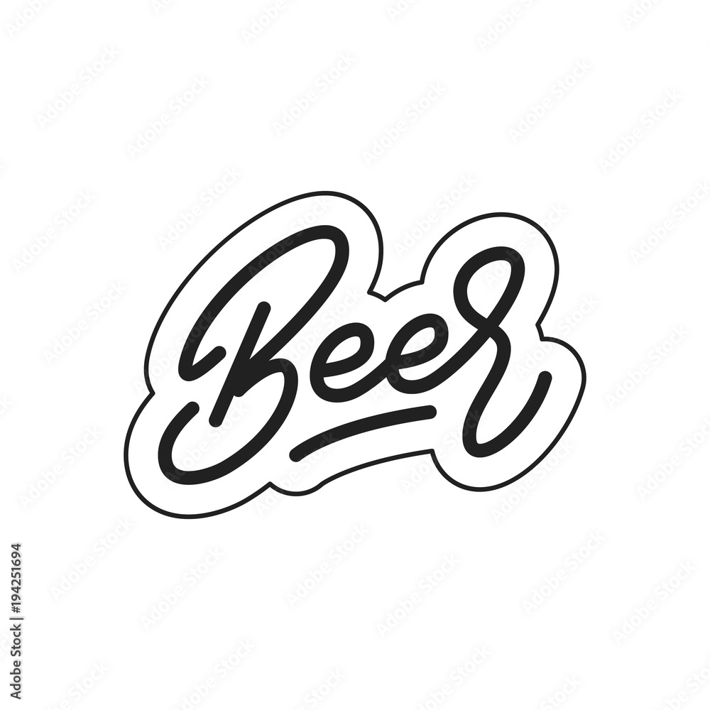 Beer. Beer lettering. Beer label badge emblem sticker