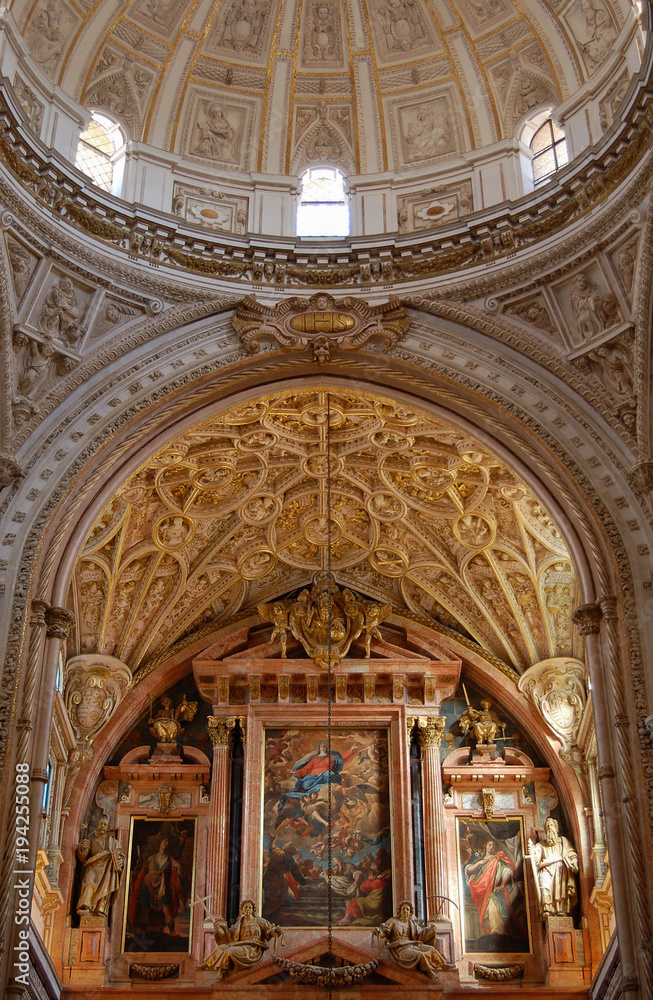 Fototapeta premium The apse and dome of the Cathedral of Our Lady of the Assumption, the remarkable Mosque–Cathedral of Cordoba, Andalusia, Spain