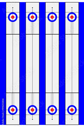 Sample of Curling Sport arena. Technical scheme of top view. Vector Illustration isolated on white background.