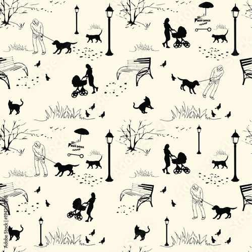 city park, seamless pattern