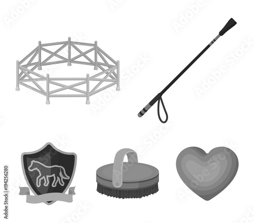 Aviary, whip, emblem, hippodrome .Hippodrome and horse set collection icons in monochrome style vector symbol stock illustration web.