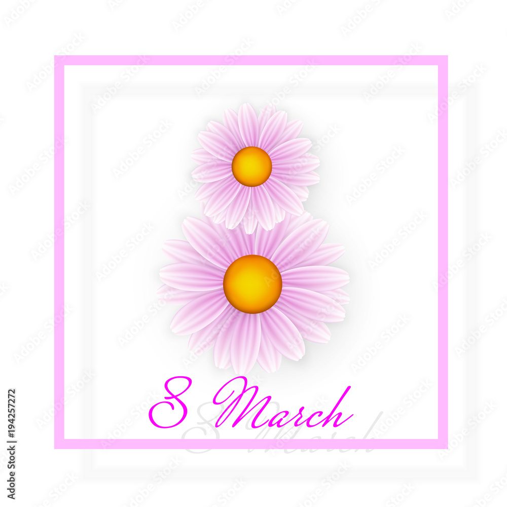 Women day background with frame flowers. 8 March invitation card. Vector illustration Women day background with frame flowers. 8 March invitation card. Vector illustration
