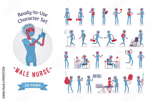 Male nurse ready-to-use character set