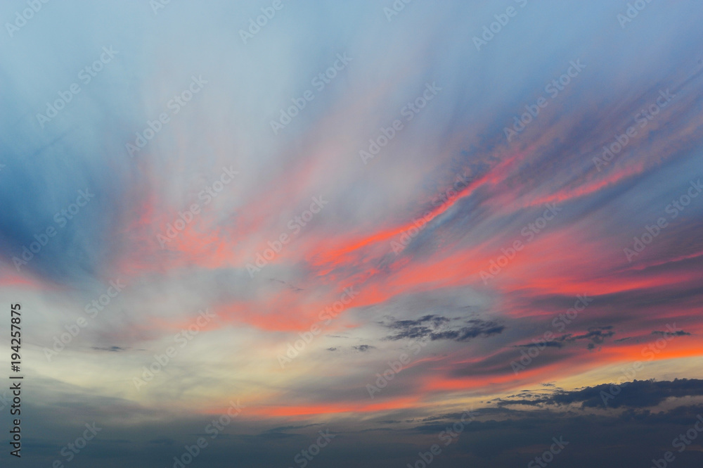 Fototapeta premium Clouds color pink short after sunset