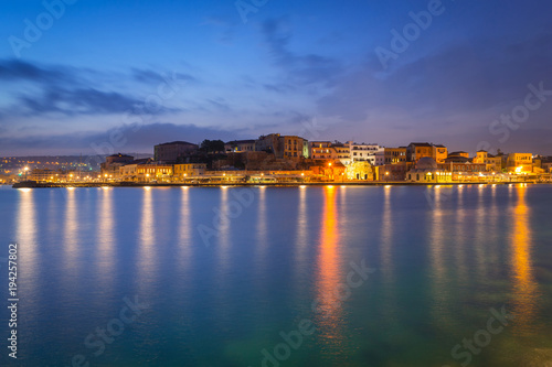 Architecture of Chania at night with Old Venetian port on Crete. Greece © Patryk Kosmider