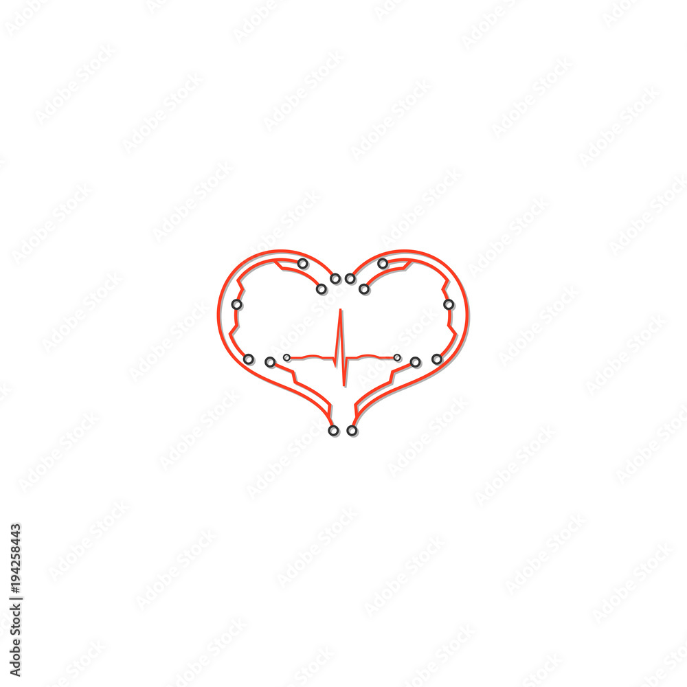 Health technology concept with heart and circuits Health technology concept with heart and circuits