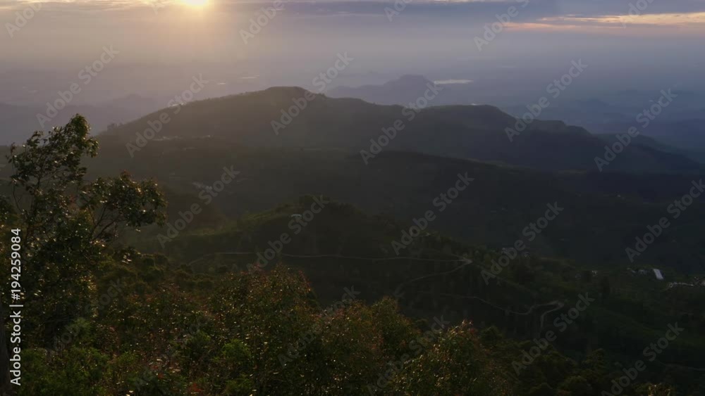 Sunrise over tea plantations of Sri Lanka Sunrise over tea plantations of Sri Lanka