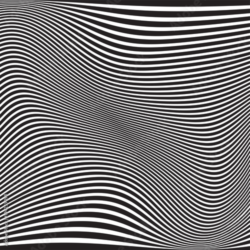 Abstract geometric pattern. Wavy black white background. Vector illustration. Optical illusion. Futuristic monochrome design.