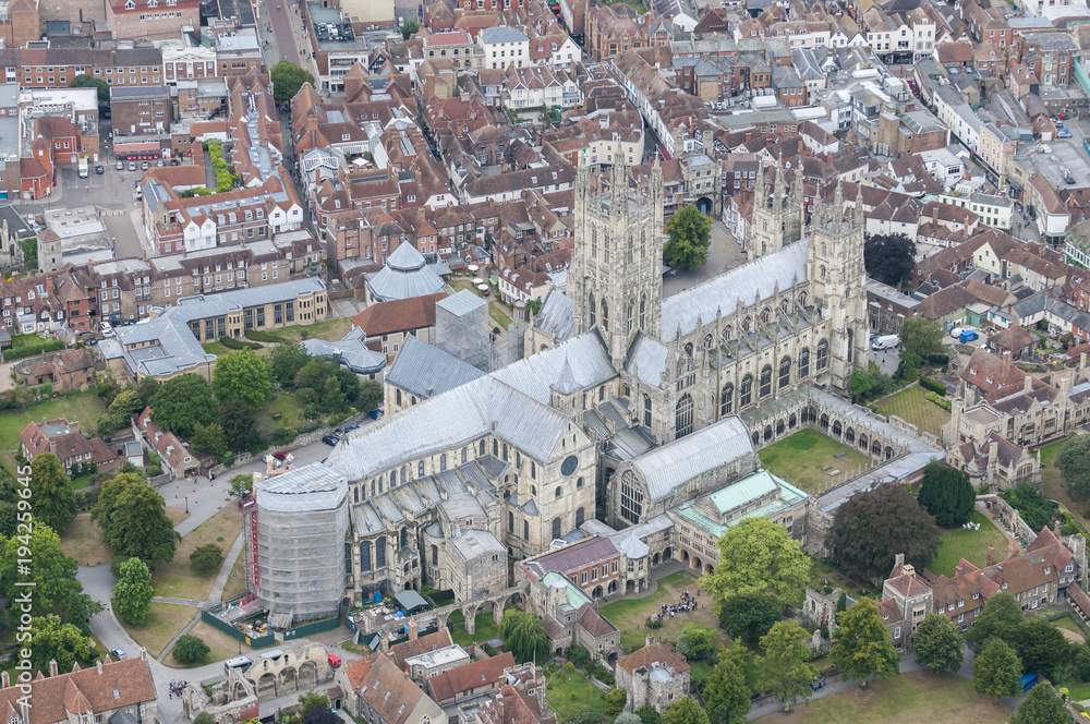 Fototapeta premium Aerial view of Canterbury Cathedral