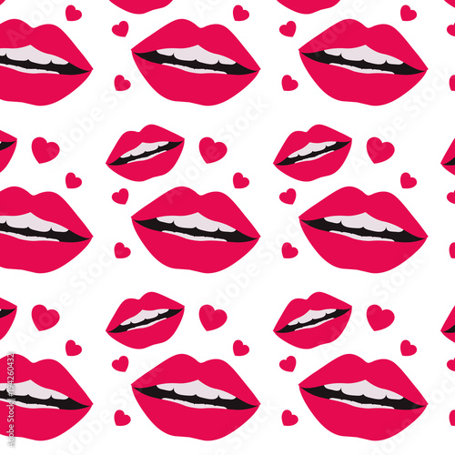sensuality lips and hearts pattern background vector illustration design