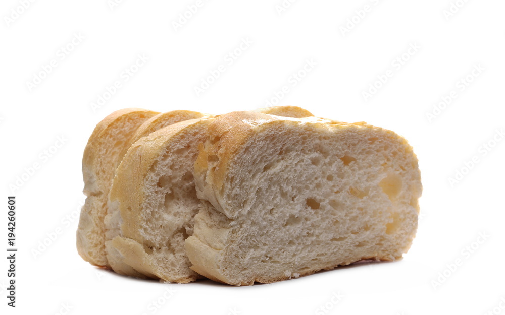 Bread slices without additives, isolated on white background Bread slices without additives, isolated on white background