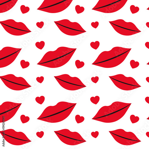 sensuality lips and hearts pattern background vector illustration design