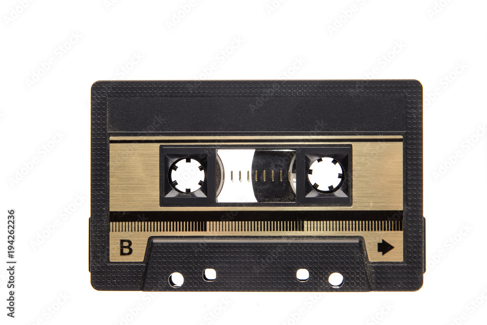 Obraz premium vintage cassette tape isolated white background. Top view