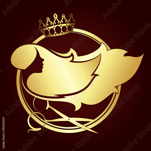 Beauty salon symbol golden