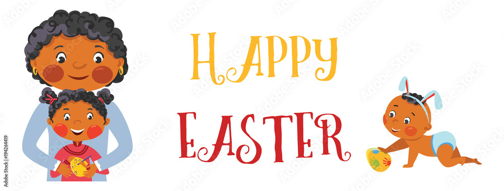 Fototapeta premium Happy Easter Family banner