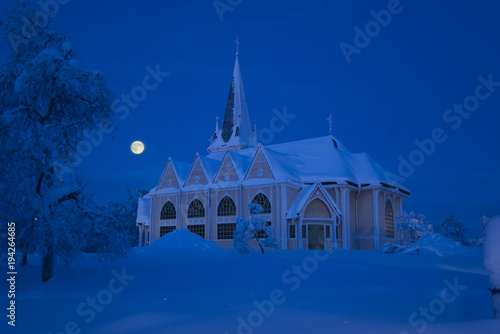 the church of Arvidsjaur, winter in Lapland, Sweden, Norrbotten