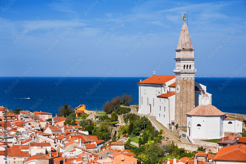 Fototapeta premium View of Piran town, Slovenia. Famous Slovenian tourist destination