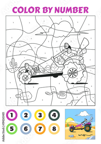 Color by Number is an educational game for children. Dune Buggy.