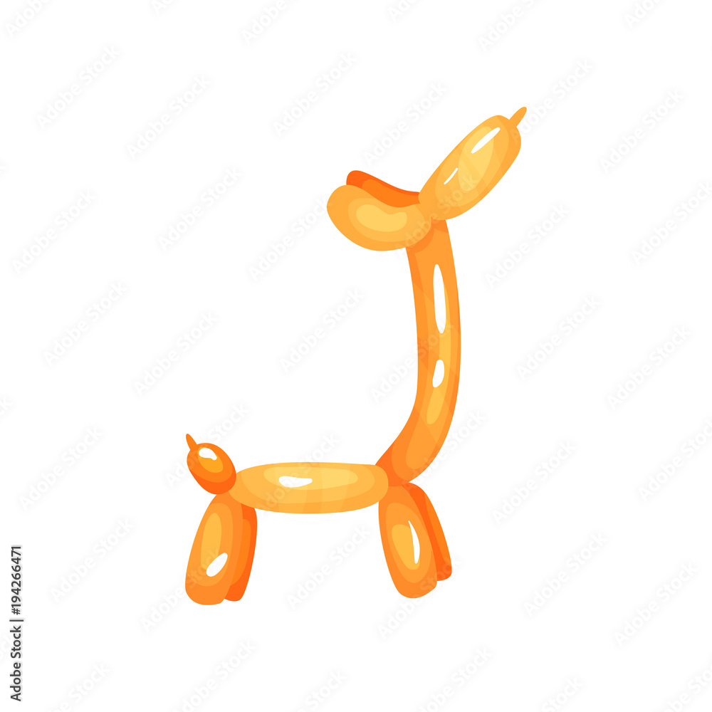 Orange glossy balloon in shape of giraffe. Funny inflatable toy animal. Graphic design for festival poster, postcard or children birthday party. Flat vector icon Stock Vector | Adobe Stock Orange glossy balloon in shape of giraffe. Funny inflatable toy animal. Graphic design for festival poster, postcard or children birthday party. Flat vector icon Stock Vector | Adobe Stock