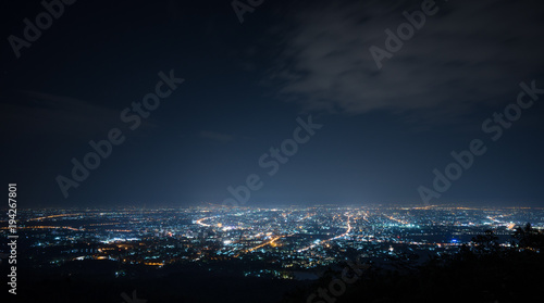 cityscape at night sky with many stars. concept for background 