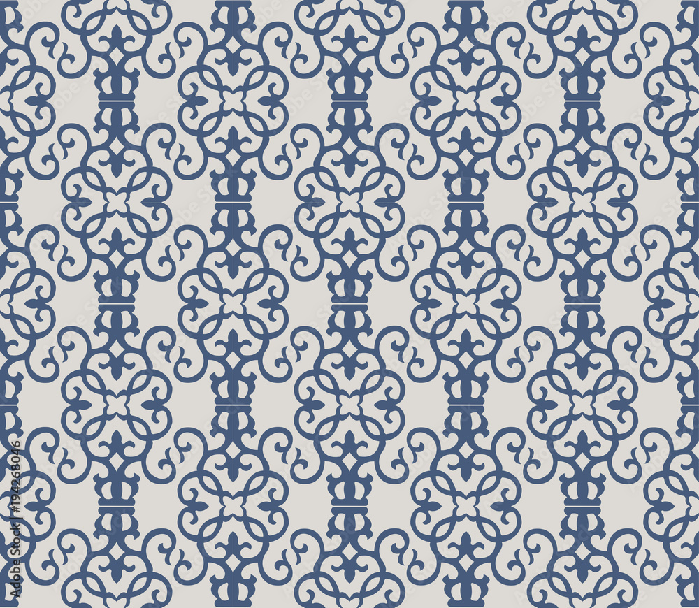 Vector damask seamless pattern background spiral vortex curve cross frame vine Vector damask seamless pattern background spiral vortex curve cross frame vine