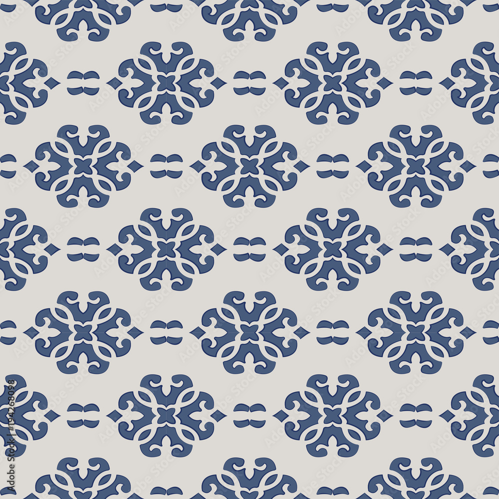 Vector damask seamless pattern background curve cross blue crest Vector damask seamless pattern background curve cross blue crest