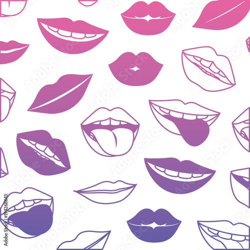 sensuality lips with tongue out pattern background vector illustration design