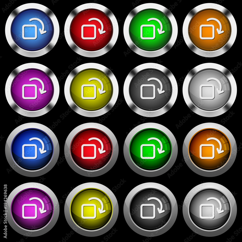 Rotate element white icons in round glossy buttons on black background Rotate element white icons in round glossy buttons on black background