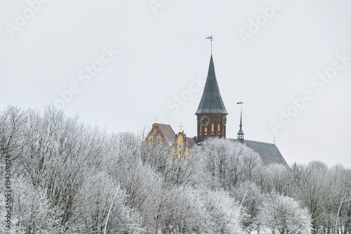 Tower of the Cathedral of Kaliningrad in winter