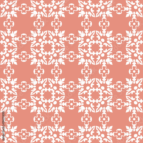 Vector damask seamless pattern background curve square cross round leaf shape chain