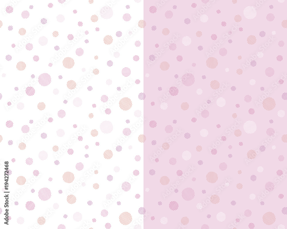 Pattern swatch, Very light color striped polka dots.(pink)