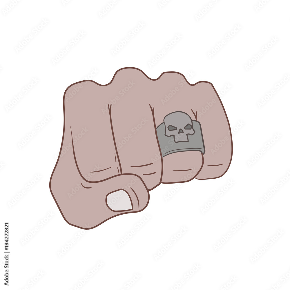 This is shaded illustration of Fist with skull ring This is shaded illustration of Fist with skull ring