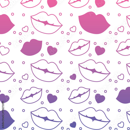 sensuality lips and hearts pattern background vector illustration design